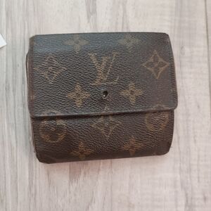 LOUIS VUITTON W Hook Wallet Monogram Beige Monogram Canvas Authentic